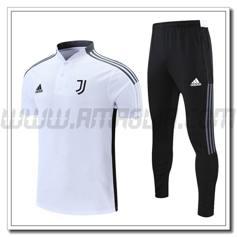 Kit Maglia Polo Juventus + Pantaloni Bianco/Grigio 2021 2022