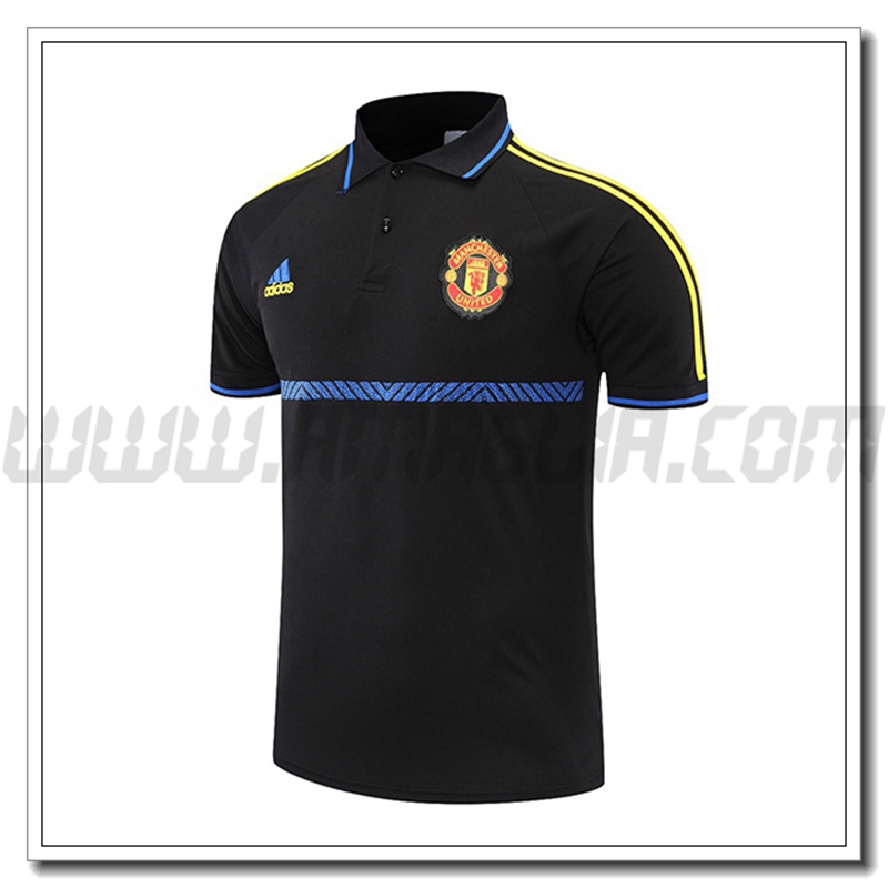 Maglia Polo Manchester United Blu/Nero/Giallo 2021 2022