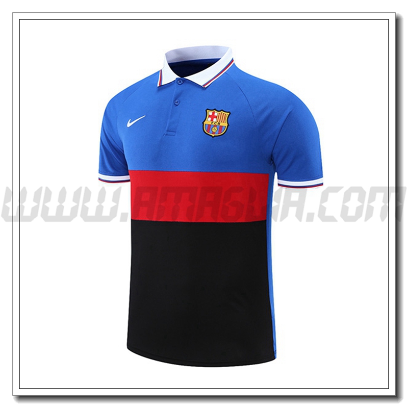 Maglia Polo FC Barcellona Blu/Nero/Rosso 2021 2022