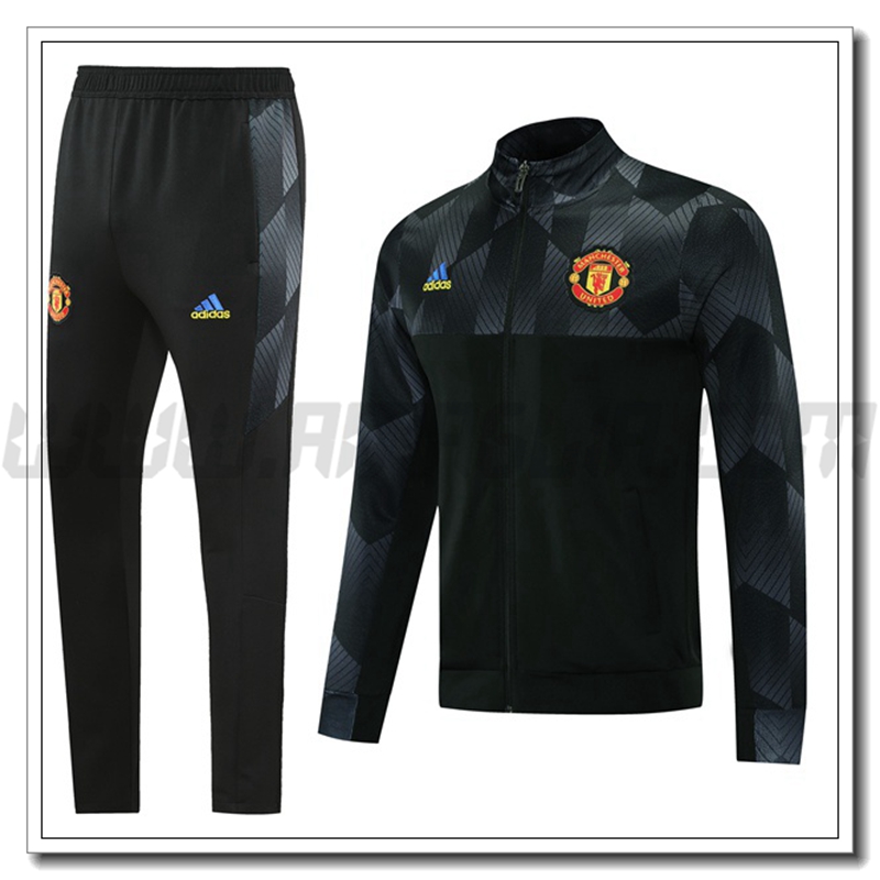 Tuta Giacca Allenamento Manchester United Nero/Grigio 2021 2022