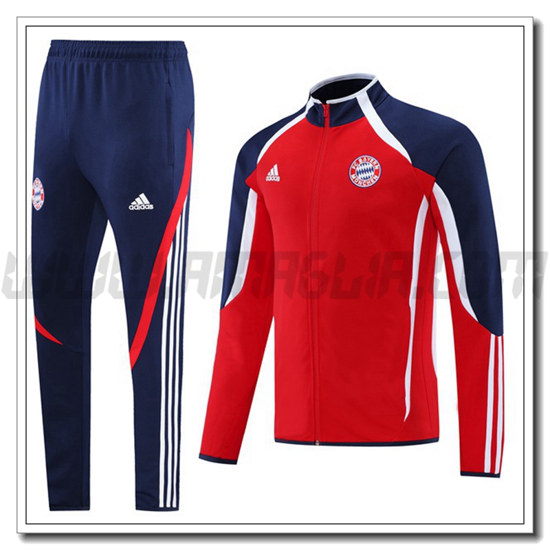 Tuta Giacca Allenamento Bayern Monaco Rosso/Bianco/Blu Marino 2021 2022