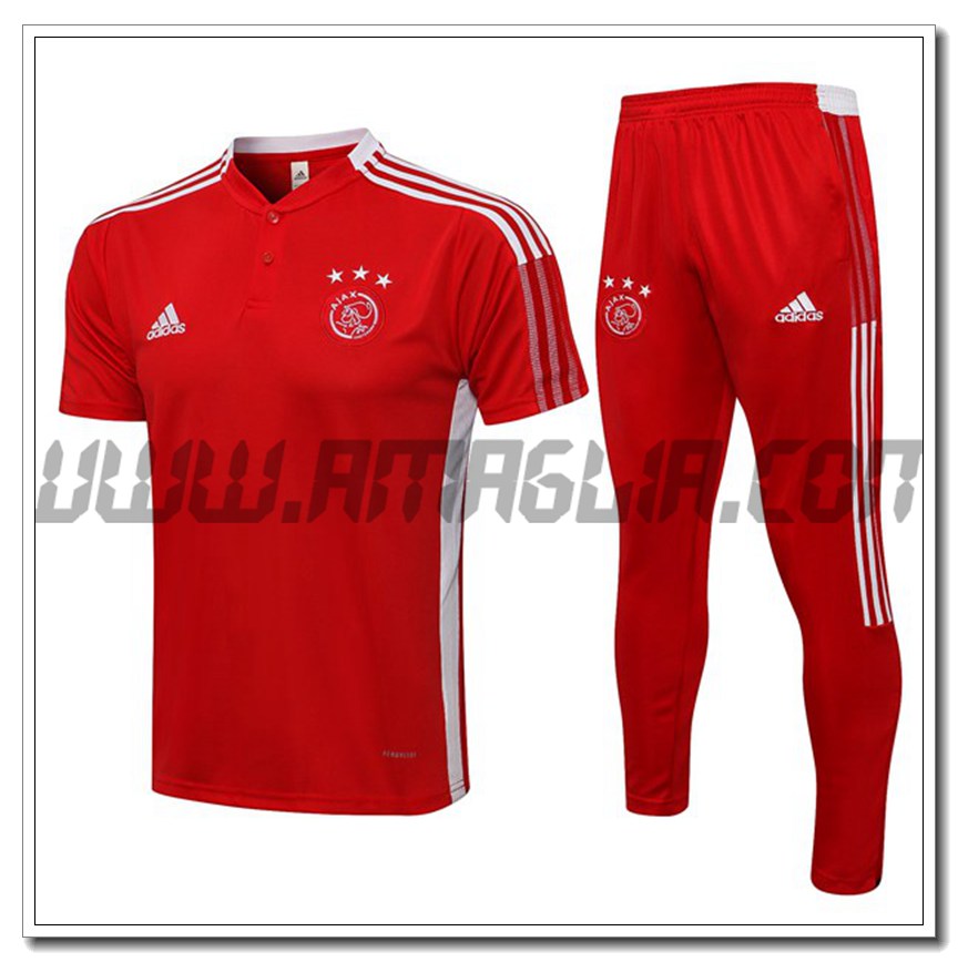 Kit Maglia Polo AFC Ajax + Pantaloni Rosso 2021 2022