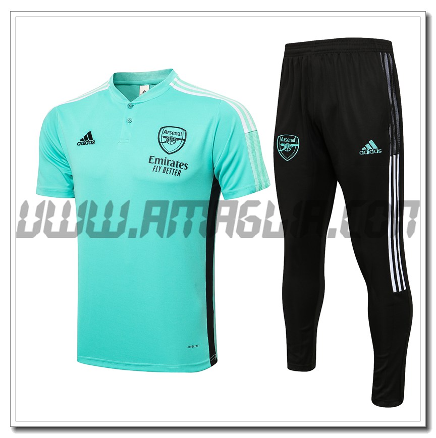 Kit Maglia Polo FC Arsenal + Pantaloni Verde 2021 2022
