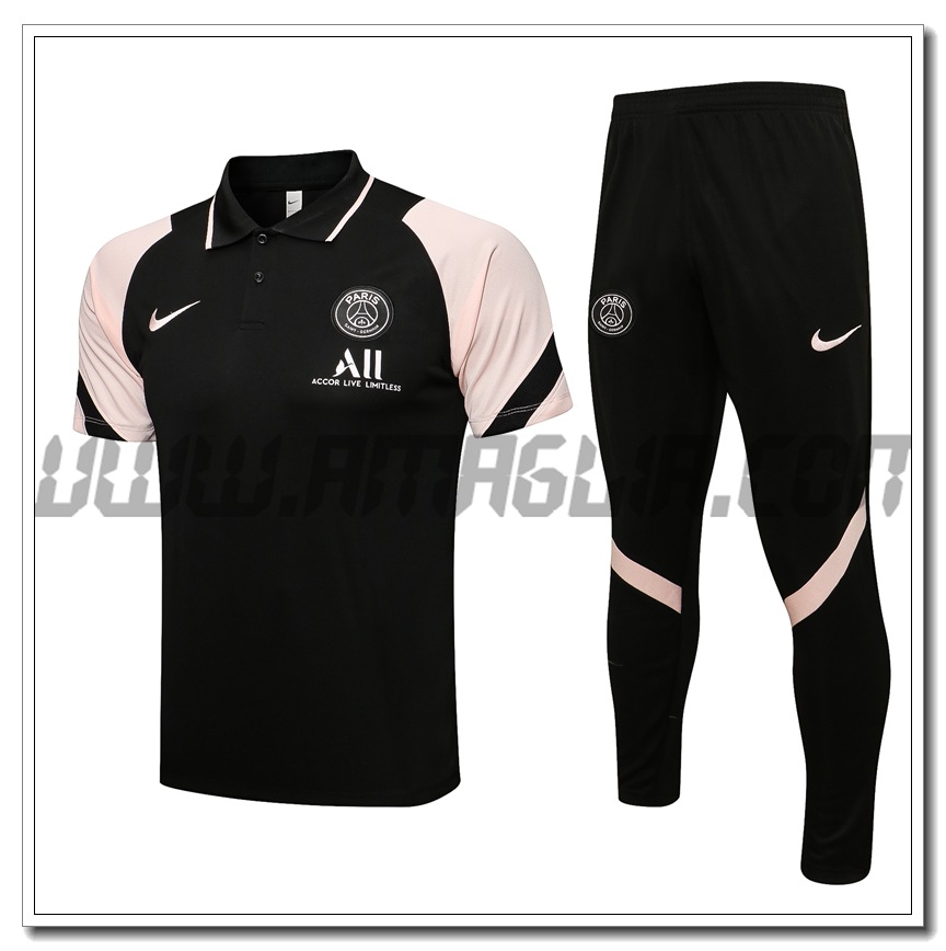 Kit Maglia Polo Jordan PSG + Pantaloni Nero/Rosa 2021 2022