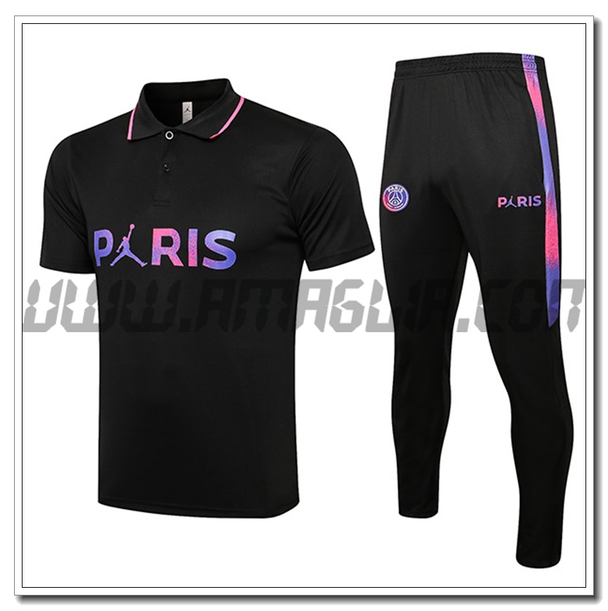 Kit Maglia Polo Paris PSG + Pantaloni Nero 2021 2022