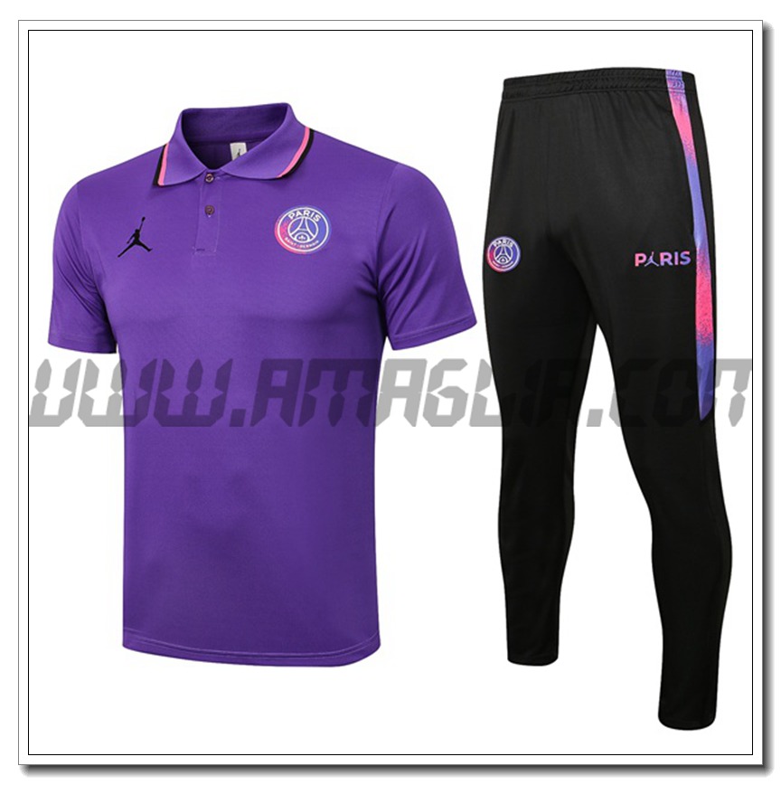 Kit Maglia Polo Jordan PSG + Pantaloni Violet 2021 2022
