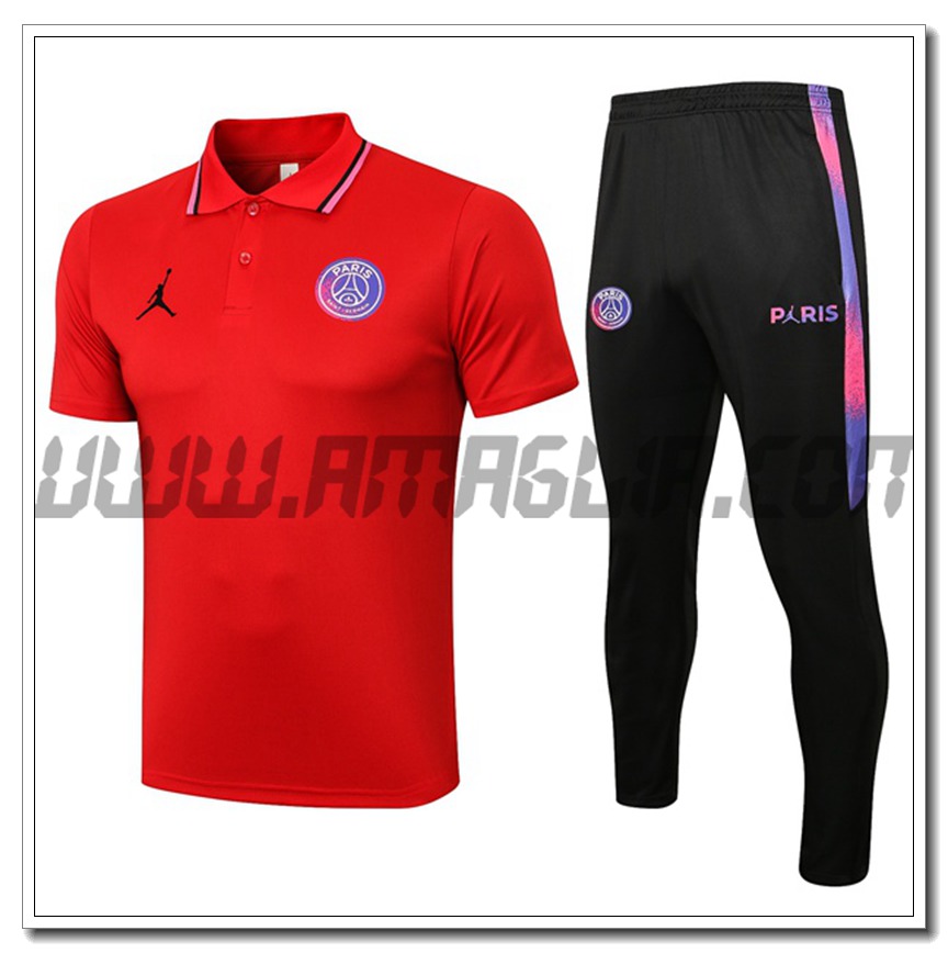 Kit Maglia Polo Jordan PSG + Pantaloni Rosso 2021 2022