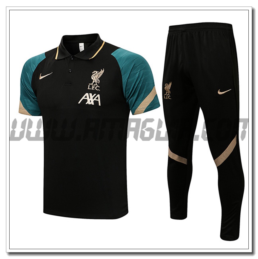 Kit Maglia Polo FC Liverpool + Pantaloni Nero 2021 2022