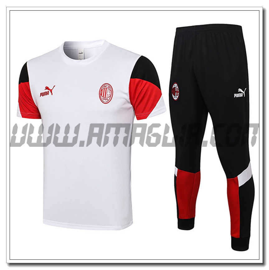 Kit Maglia Polo AC Milan + Pantaloni Bianco 2021 2022