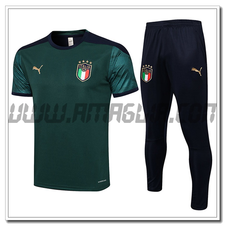 Kit Maglia Polo Italia + Pantaloni Verde 2021 2022