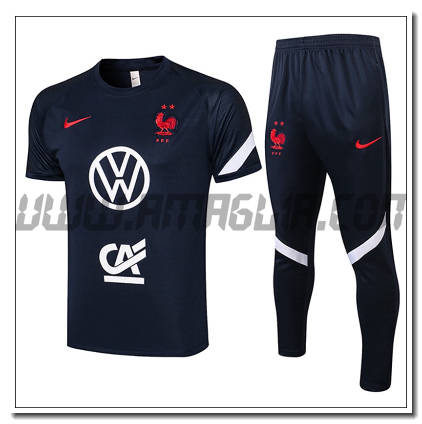 Kit Maglia Polo Francia + Pantaloni Nero 2021 2022