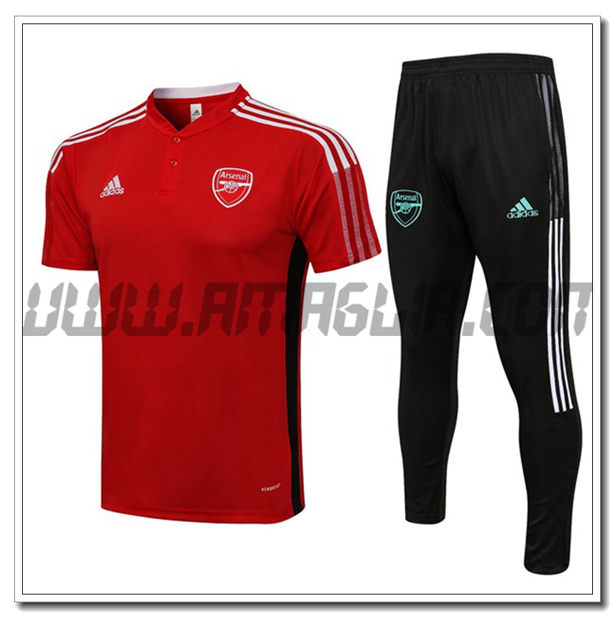 Kit Maglia Polo Arsenal + Pantaloni Rosso 2021 2022