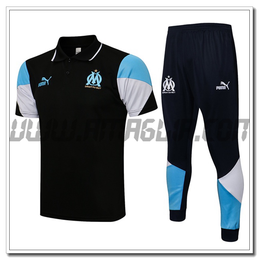 Kit Maglia Polo Marsiglia OM + Pantaloni Nero/Blu 2021 2022