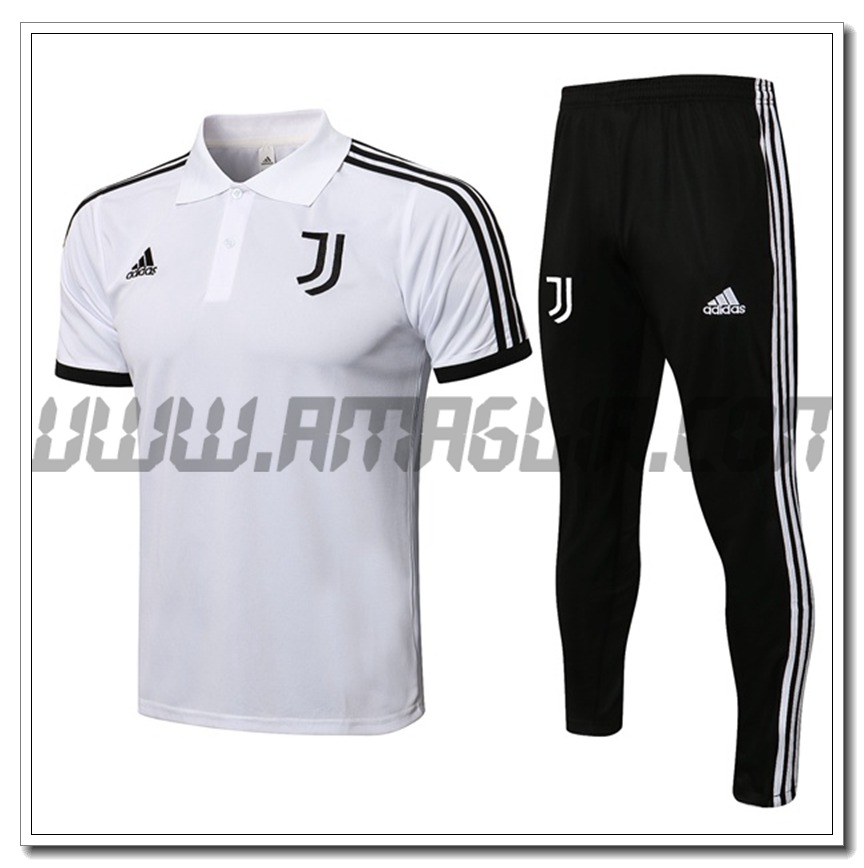 Kit Maglia Polo Juventus + Pantaloni Bianco 2021 2022