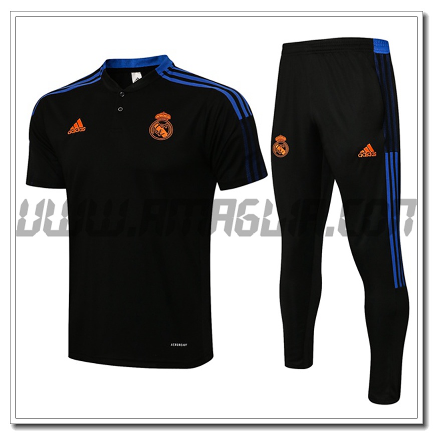 Kit Maglia Polo Real Madrid + Pantaloni Nero 2021 2022