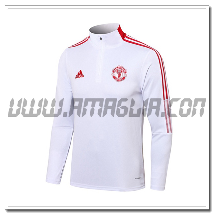 Felpa Allenamento Manchester United Bianco/Rosso 2021 2022