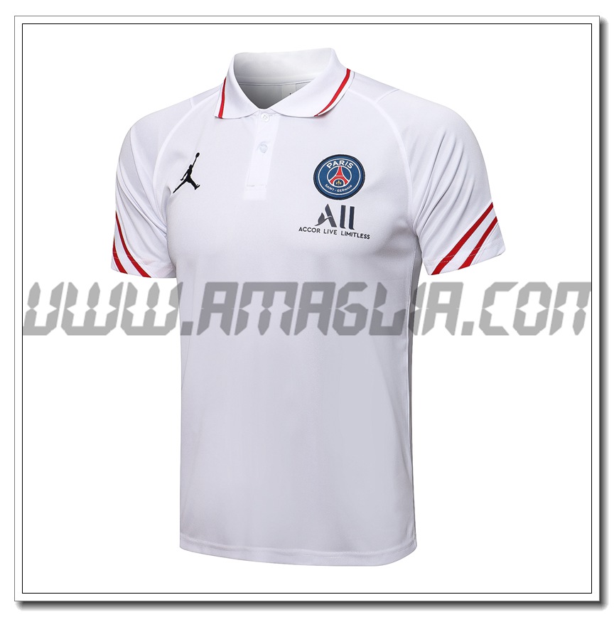 Maglia Polo Jordan PSG Bianco 2021 2022