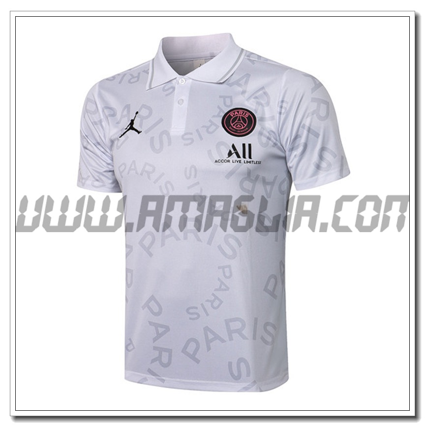 Maglia Polo Jordan PSG Bianco/Grigio 2021 2022