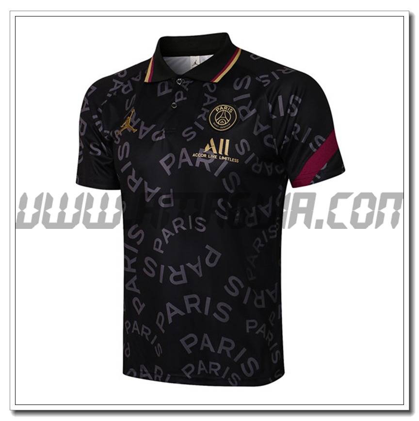 Maglia Polo Jordan PSG Nero/Grigio 2021 2022