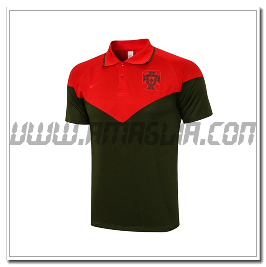 Maglia Polo Portogallo Nero/Rosso 2021 2022