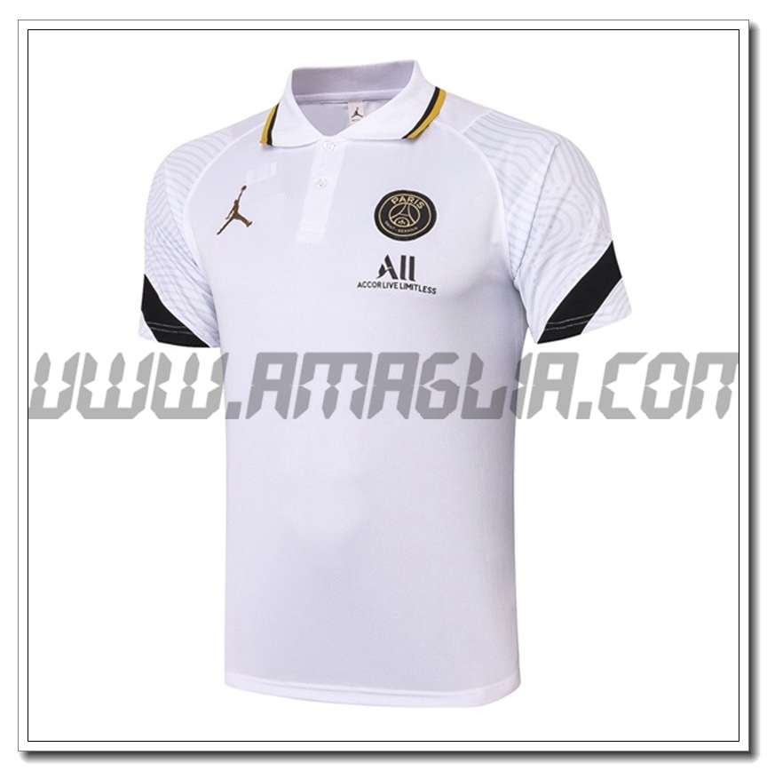 Maglia Polo Jordan PSG Bianco/Nero 2021 2022