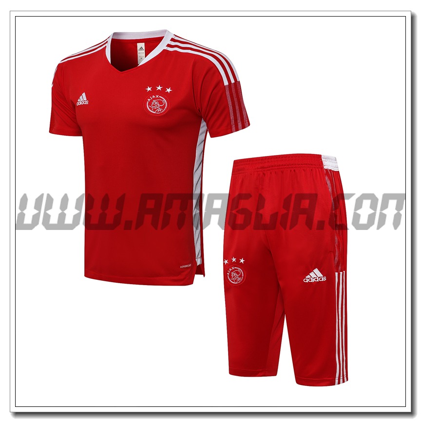 Kit Maglia Allenamento AFC Ajax + Pantaloncini Rosso/Bianco 2021 2022
