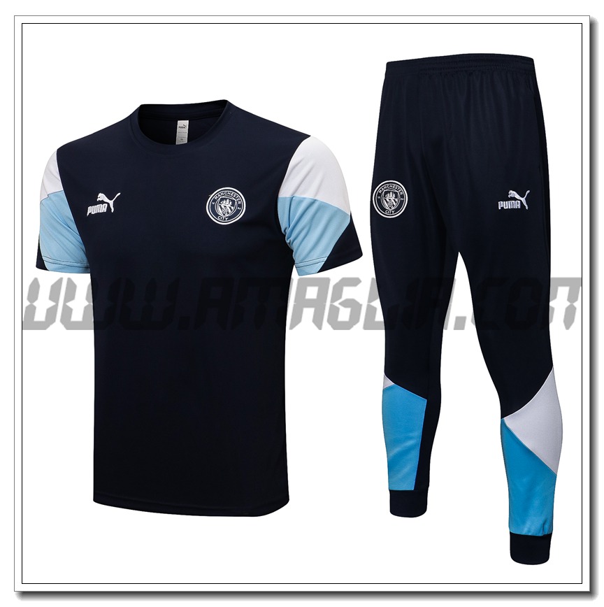 Kit Maglia Allenamento Manchester City + Pantaloni Nero/Blu/Bianco 2021 2022