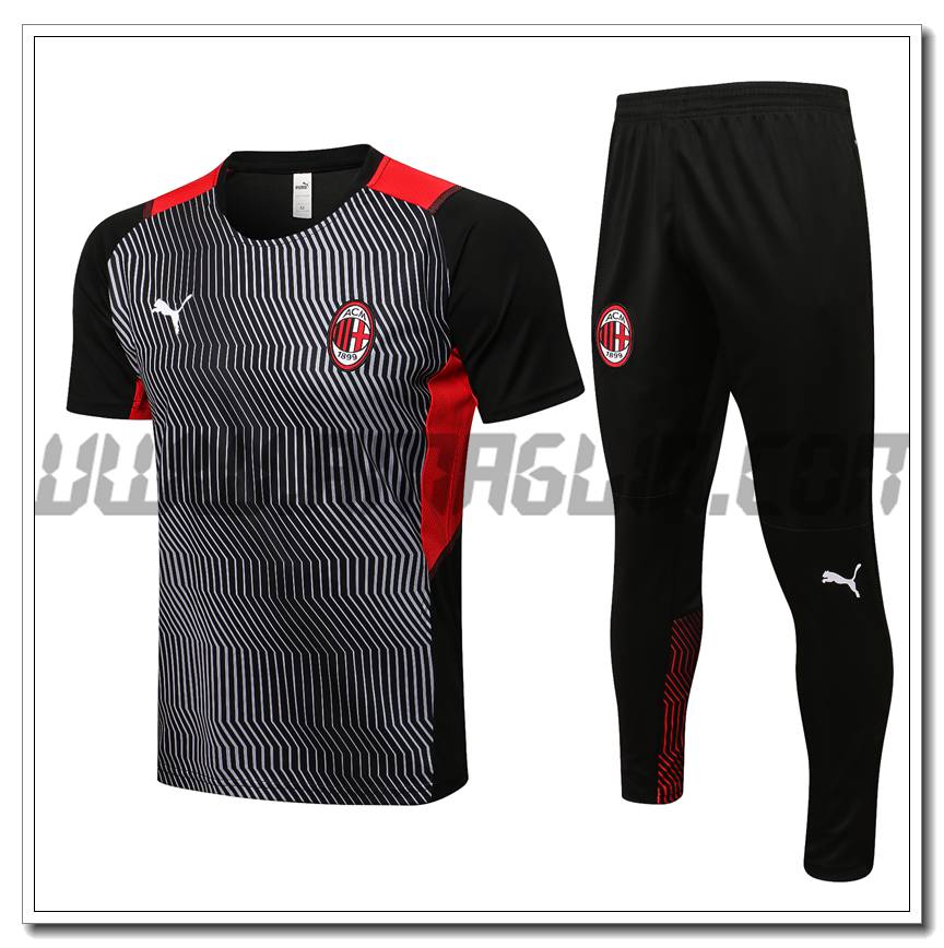 Kit Maglia Allenamento AC Milan + Pantaloni Rosso/Nero 2021 2022