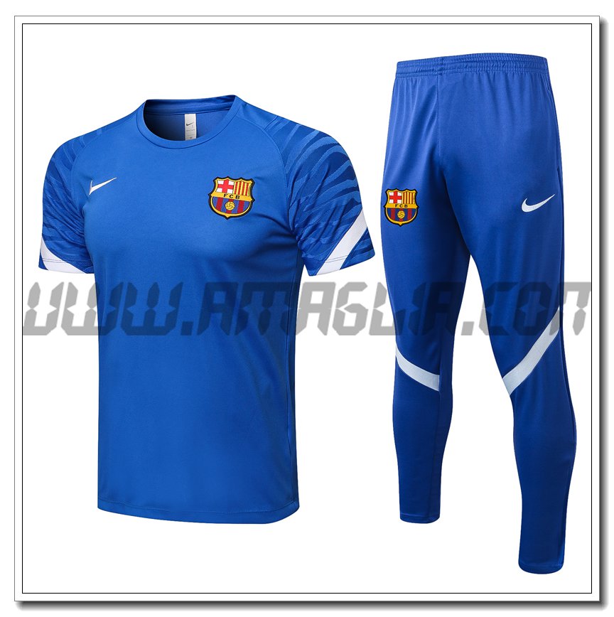 Kit Maglia Allenamento FC Barcellona + Pantaloni Blu/Bianco 2021 2022