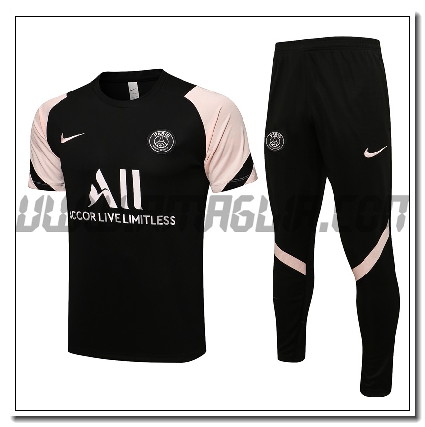 Kit Maglia Allenamento Jordan PSG + Pantaloni Nero/Rosa 2021 2022