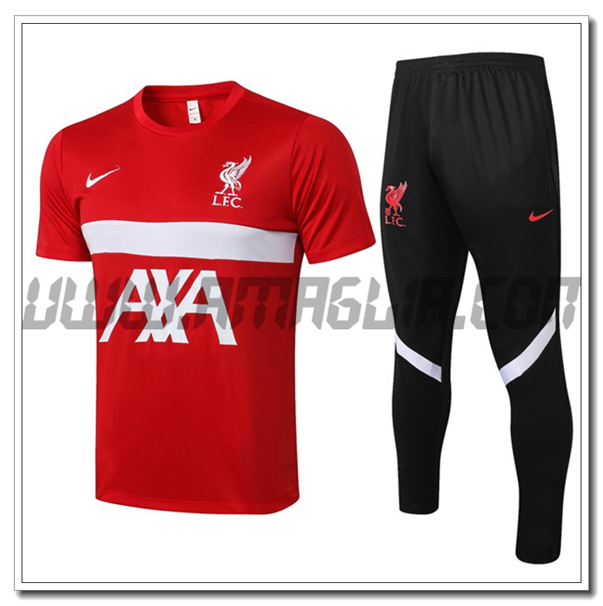 Kit Maglia Allenamento FC Liverpool + Pantaloni Rosso/Bianco 2021 2022