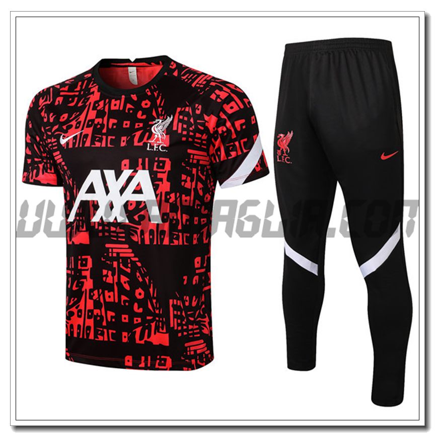 Kit Maglia Allenamento FC Liverpool + Pantaloni Rosso/Nero 2021 2022
