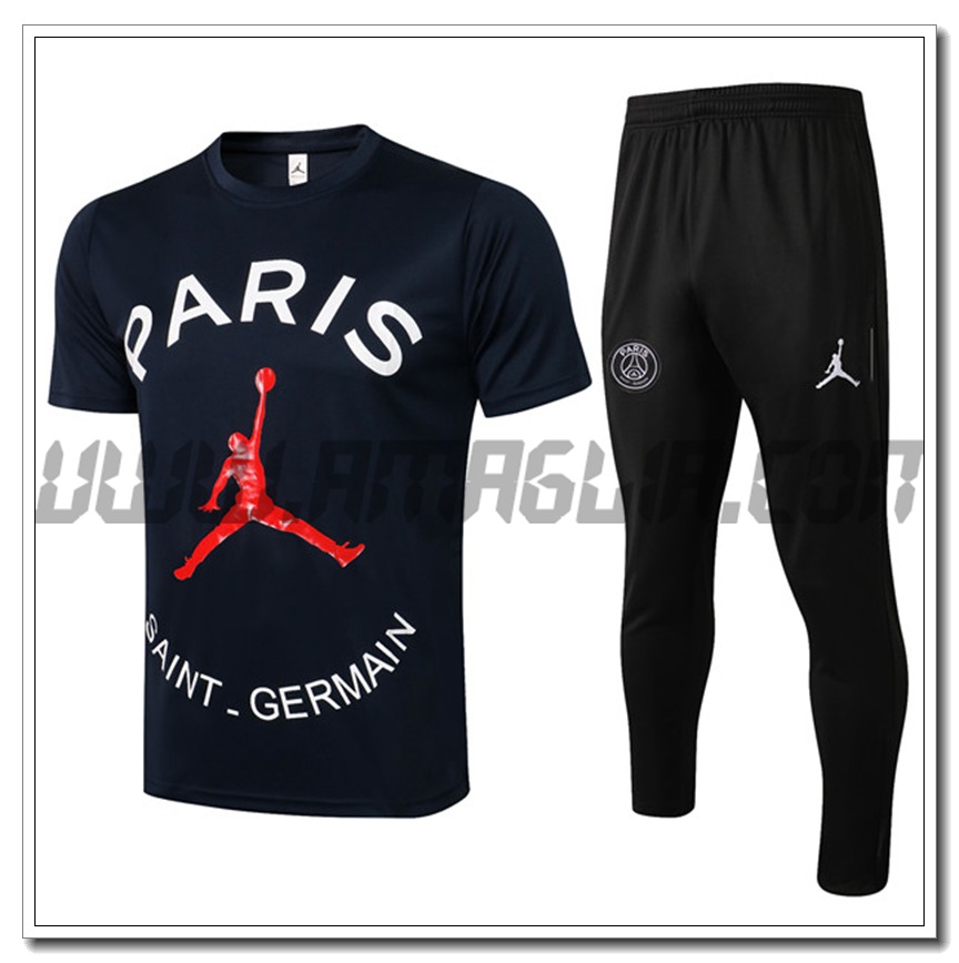 Kit Maglia Allenamento PSG Jordan + Pantaloni Nero/Bianco 2021 2022