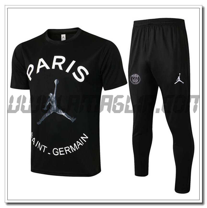 Kit Maglia Allenamento PSG Jordan + Pantaloni Bianco/Nero 2021 2022