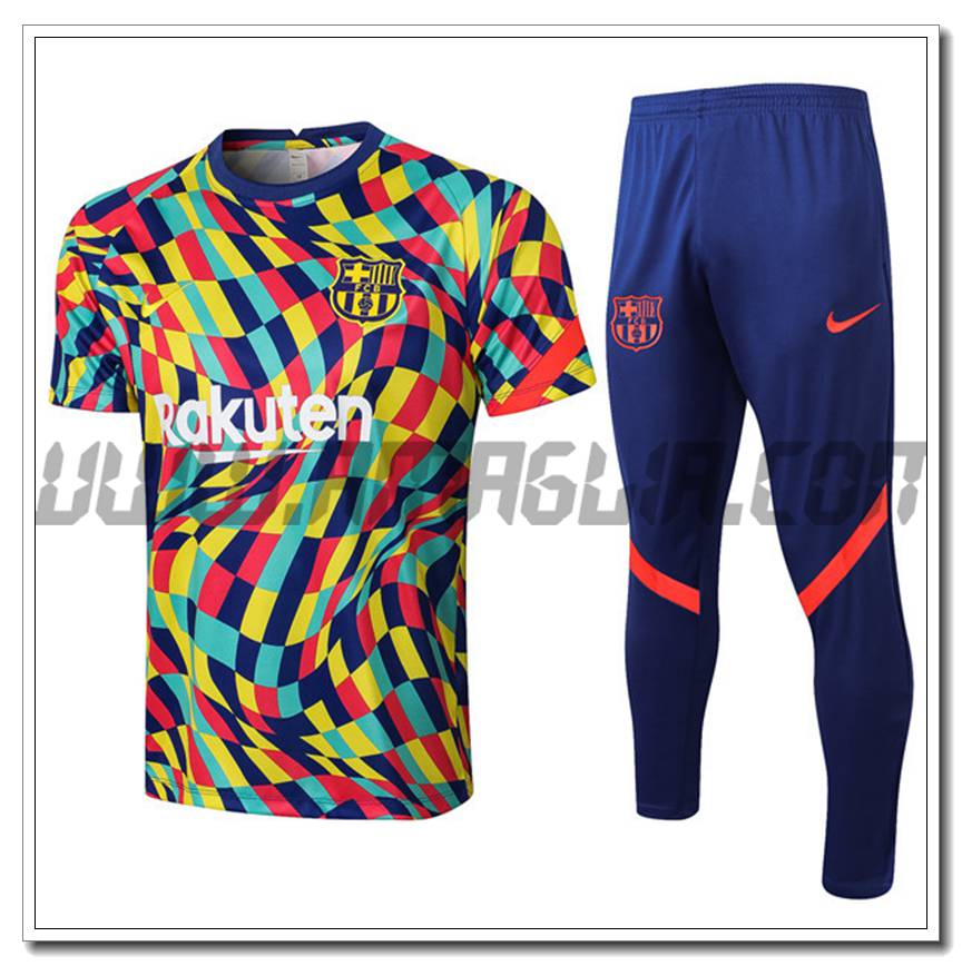 Kit Maglia Allenamento FC Barcellona+ Pantaloni Giallo/Blu 2021 2022