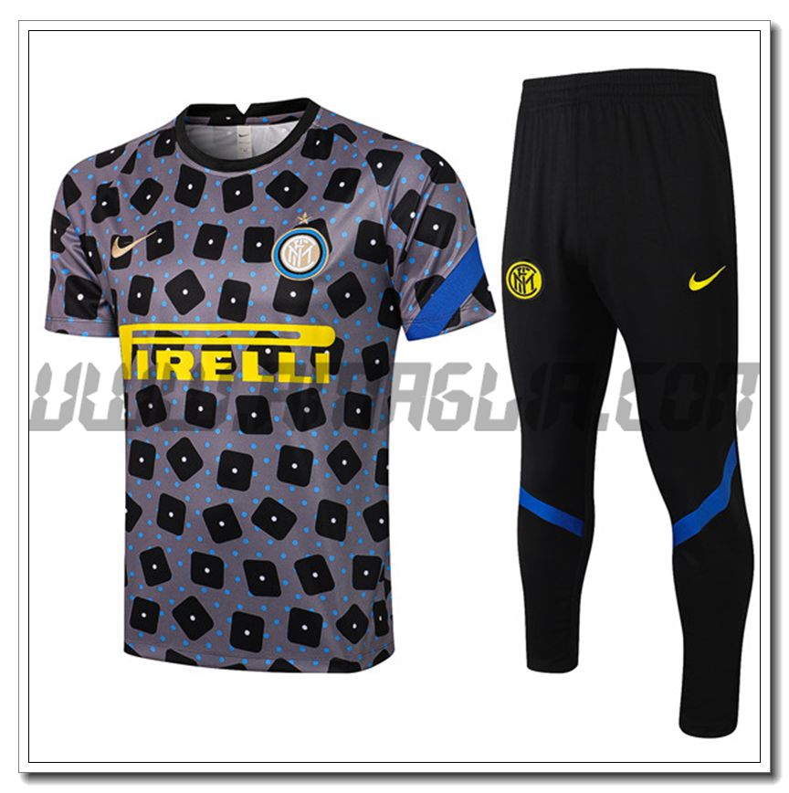 Kit Maglia Allenamento Inter Milan + Pantaloni Nero/Grigio 2021 2022