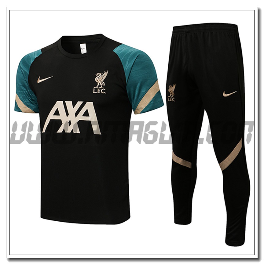 Kit Maglia Allenamento FC Liverpool + Pantaloni Nero 2021 2022