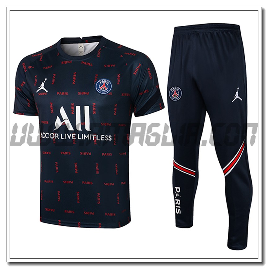 Kit Maglia Allenamento Jordan PSG + Pantaloni Blu Marino 2021 2022