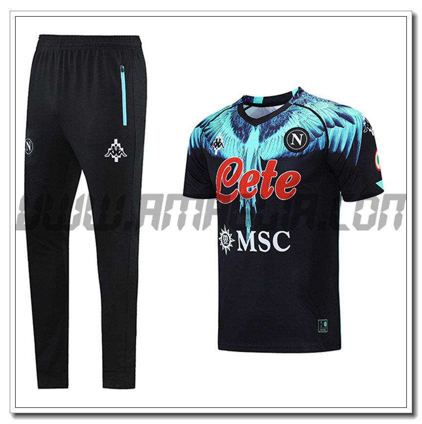 Kit Maglia Allenamento SSC Napoli + Pantaloni Nero/Verde 2021 2022