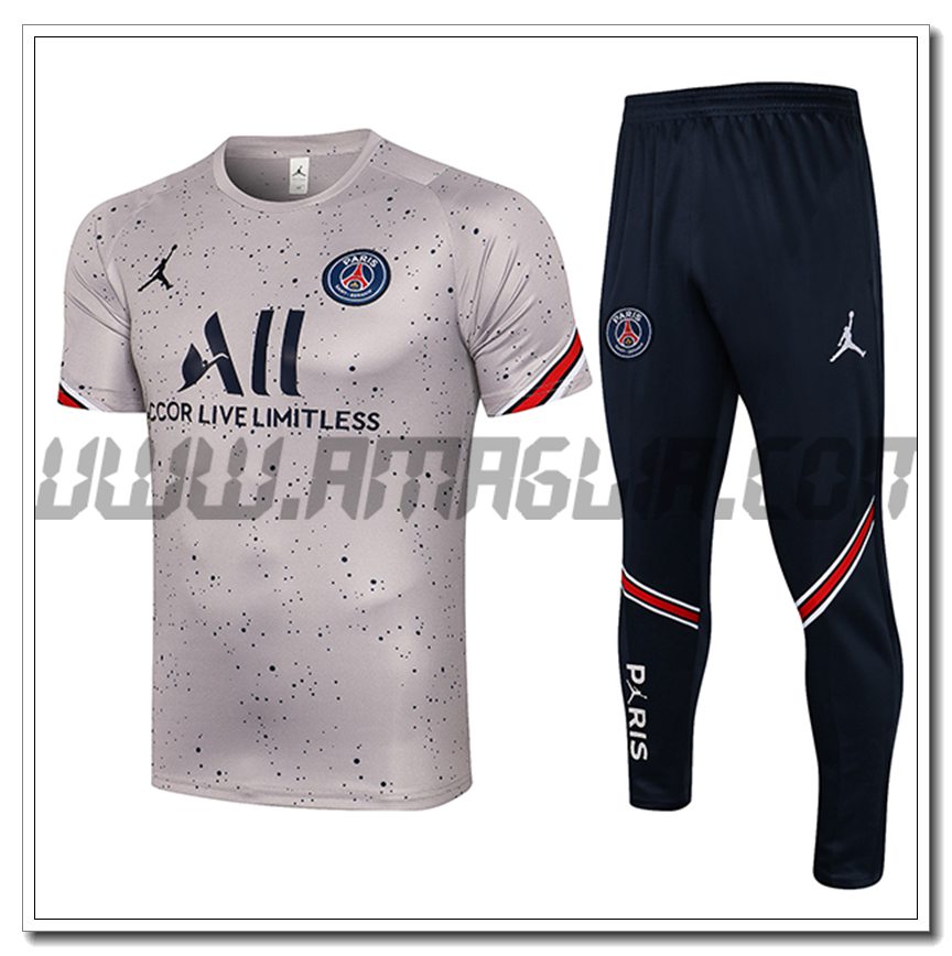 Kit Maglia Allenamento Jordan PSG + Pantaloni Grigio 2021 2022