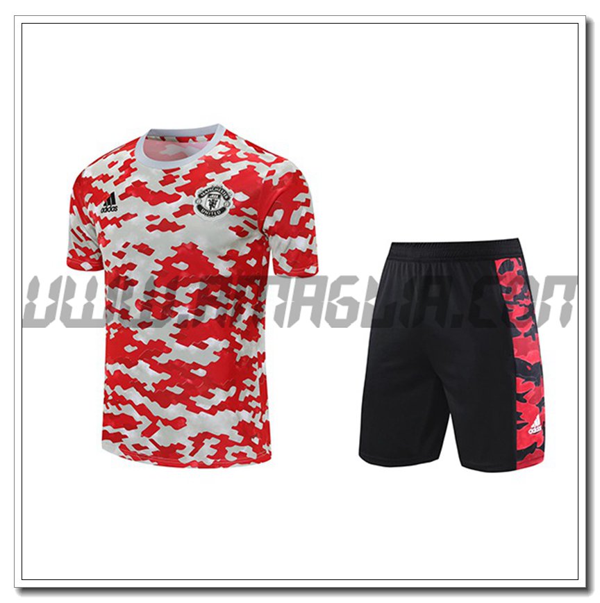 Kit Maglia Allenamento Manchester United + Pantaloncini Rosso 2021 2022
