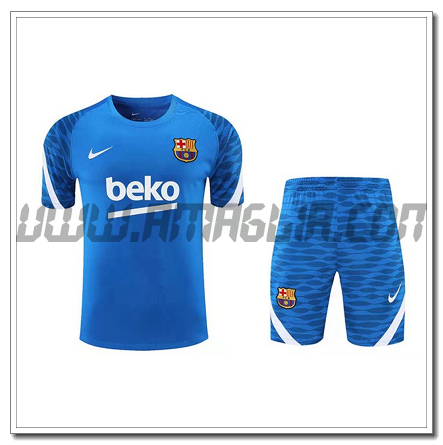 Kit Maglia Allenamento FC Barcellona + Pantaloncini Blu 2021 2022