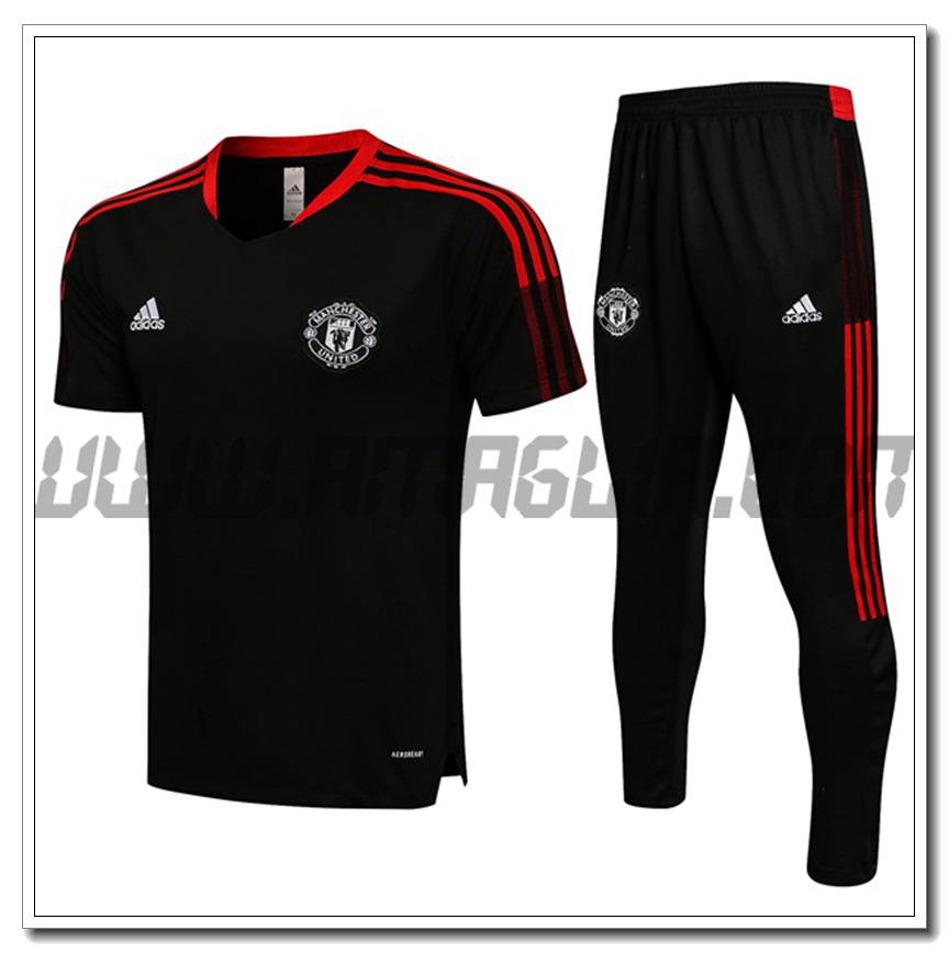 Kit Maglia Allenamento Manchester United + Pantaloni Nero 2021 2022