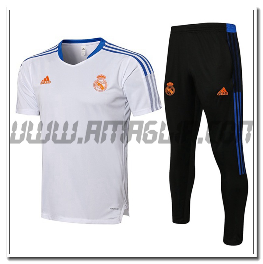Kit Maglia Allenamento Real Madrid + Pantaloni Bianco/Blu 2021 2022