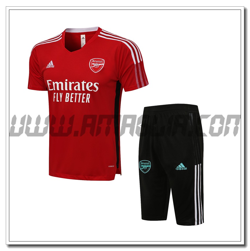 Kit Maglia Allenamento FC Arsenal + Pantaloncini Rosso/Bianco 2021 2022