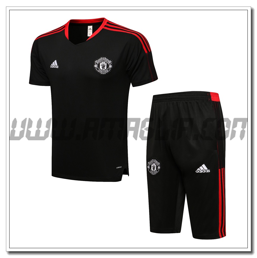 Kit Maglia Allenamento Manchester United + Pantaloncini Rosso/Nero 2021 2022