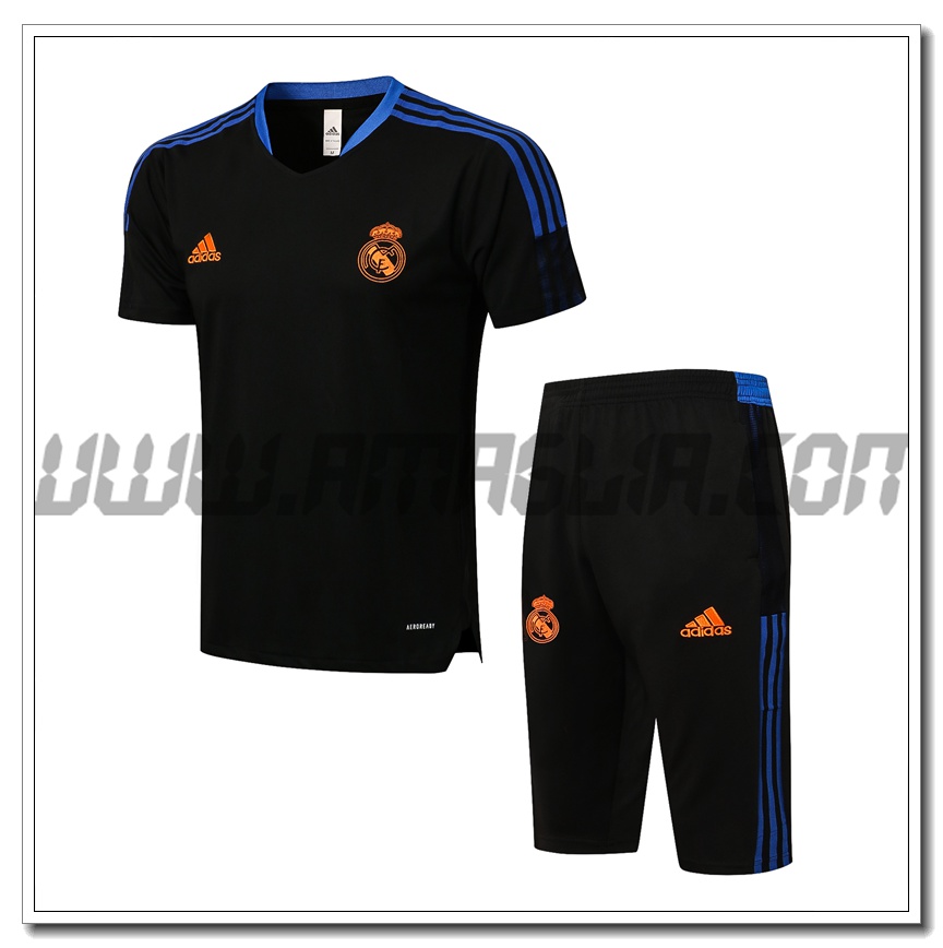 Kit Maglia Allenamento Real Madrid + Pantaloncini Nero/Blu 2021 2022