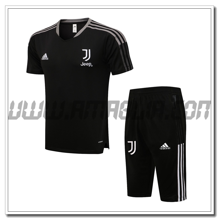 Kit Maglia Allenamento Juventus + Pantaloncini Nero/Bianco 2021 2022