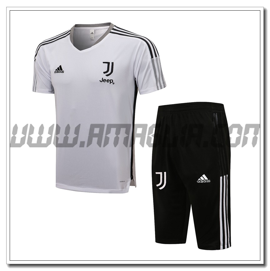Kit Maglia Allenamento Juventus + Pantaloncini Bianco/Nero 2021 2022