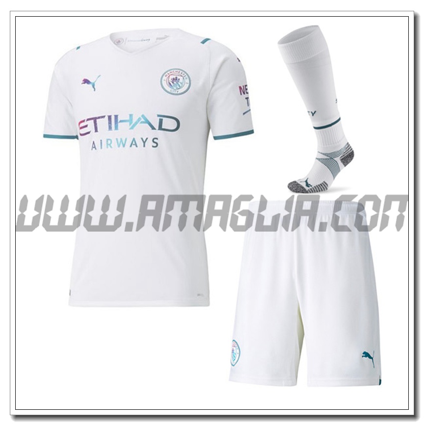 Kit Maglia Manchester City Seconda (Pantaloncini + Calzini) 2021 2022